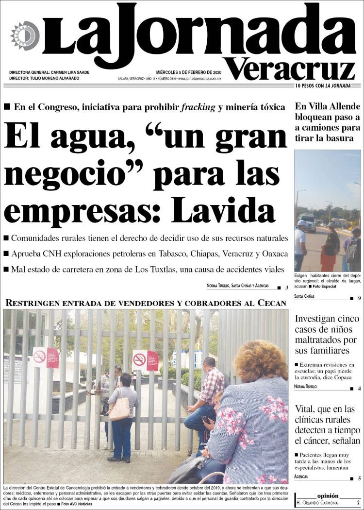 Portada de La Jornada Veracruz (México)