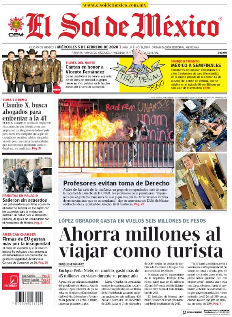 Portada de El Sol de México (México)