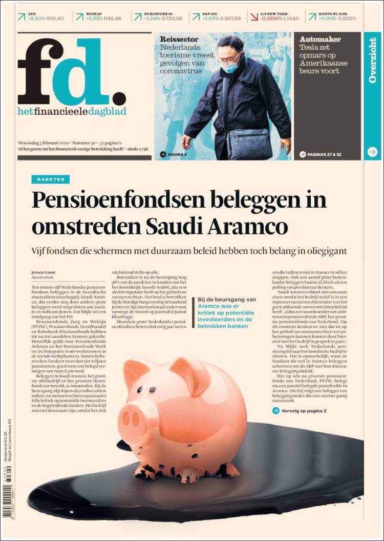 Portada de Het Financieele Dagblad (Pa&iacute;ses Bajos)