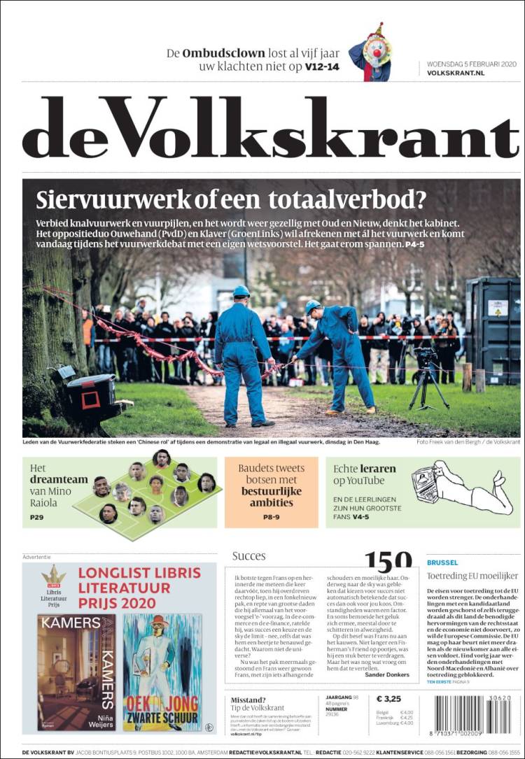 Portada de De Volkskrant (Pa&iacute;ses Bajos)