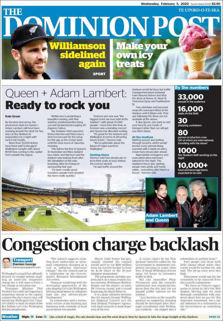 Portada de The Dominion Post (Nueva Zelanda)