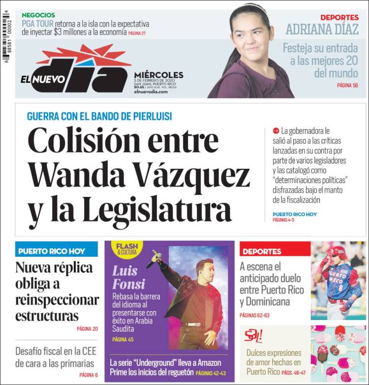 Portada de El Nuevo Día (Puerto Rico)