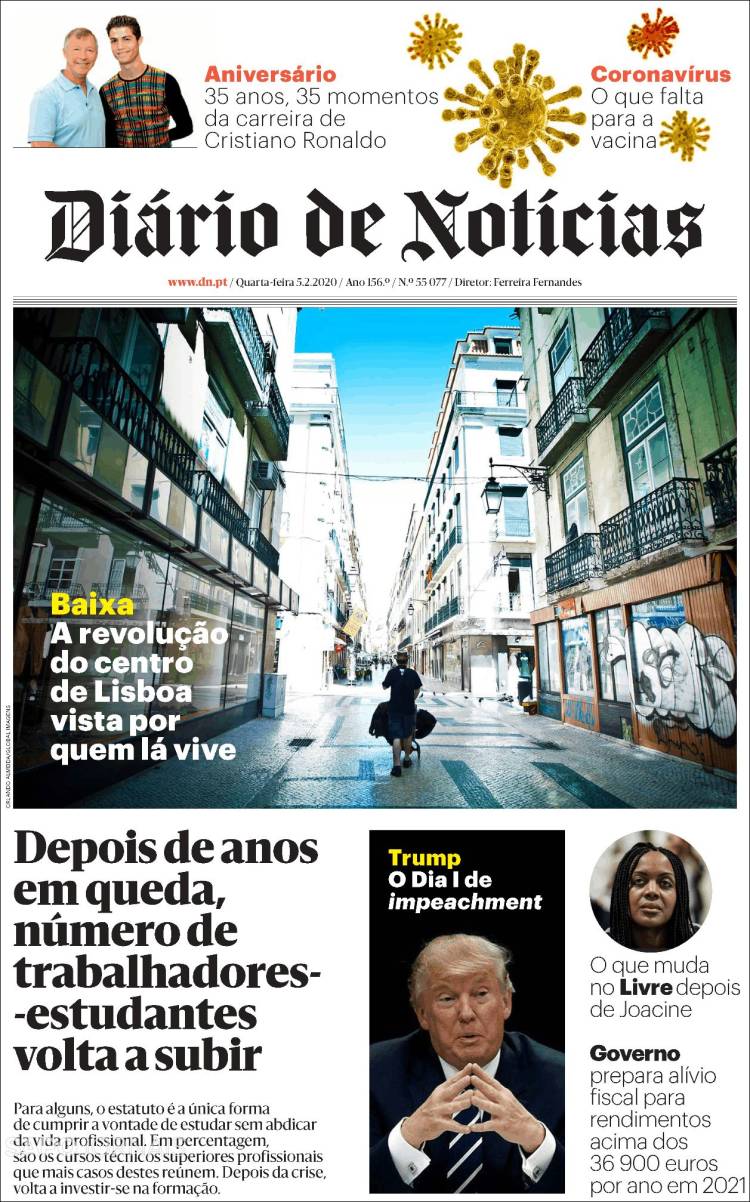 Portada de Diário de Noticias (Portugal)