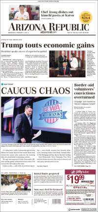 Portada de Arizona Republic News (USA)