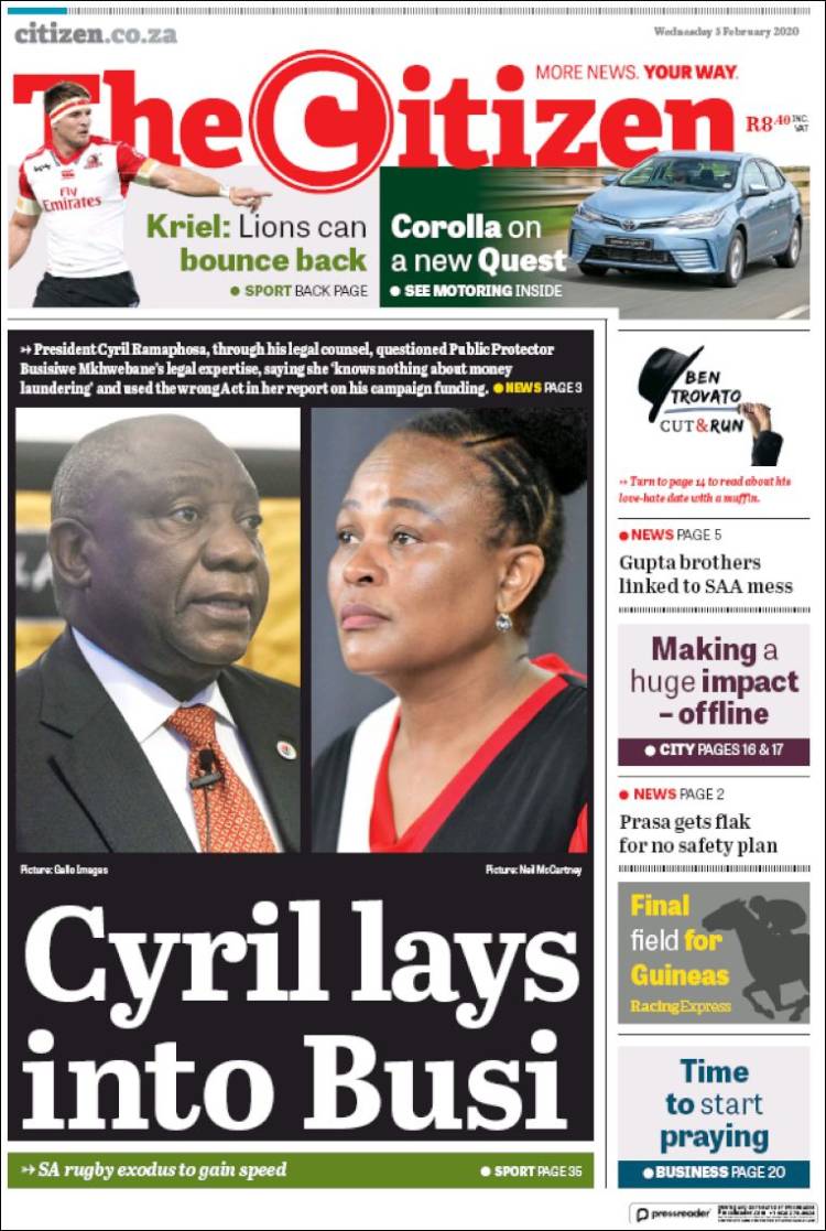 Portada de The Citizen (Sud&aacute;frica)