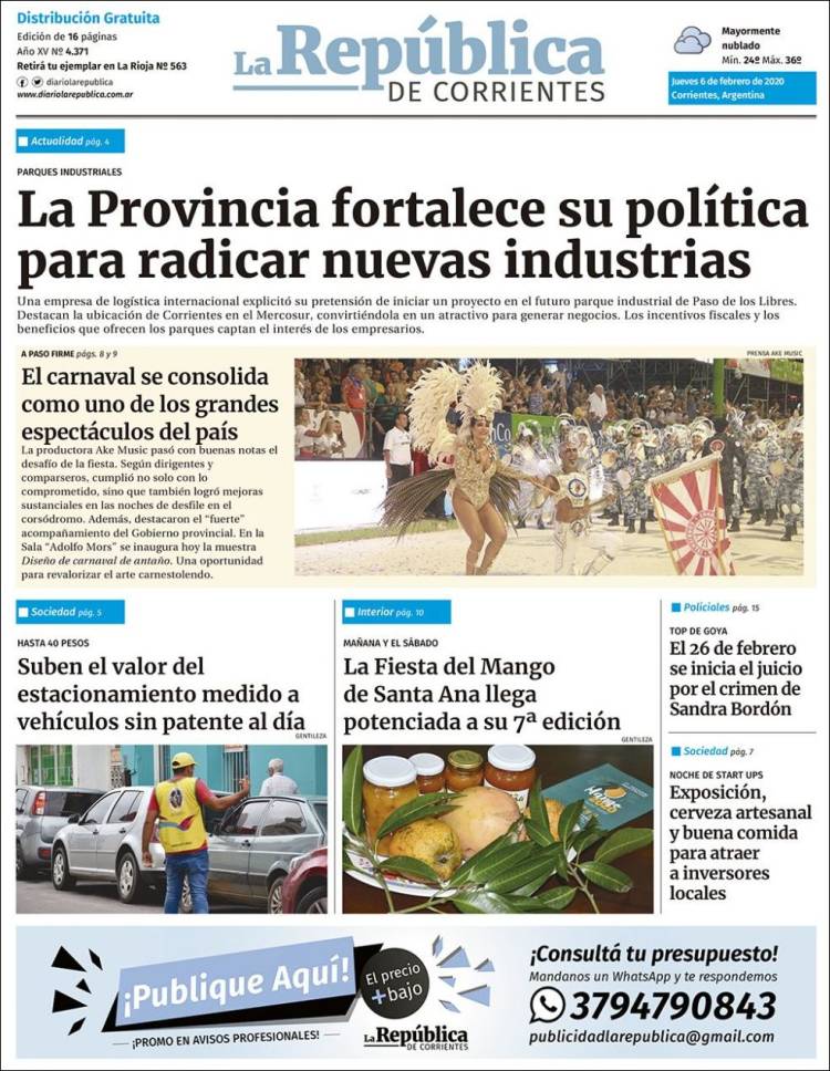 Portada de La República de Corrientes (Argentina)