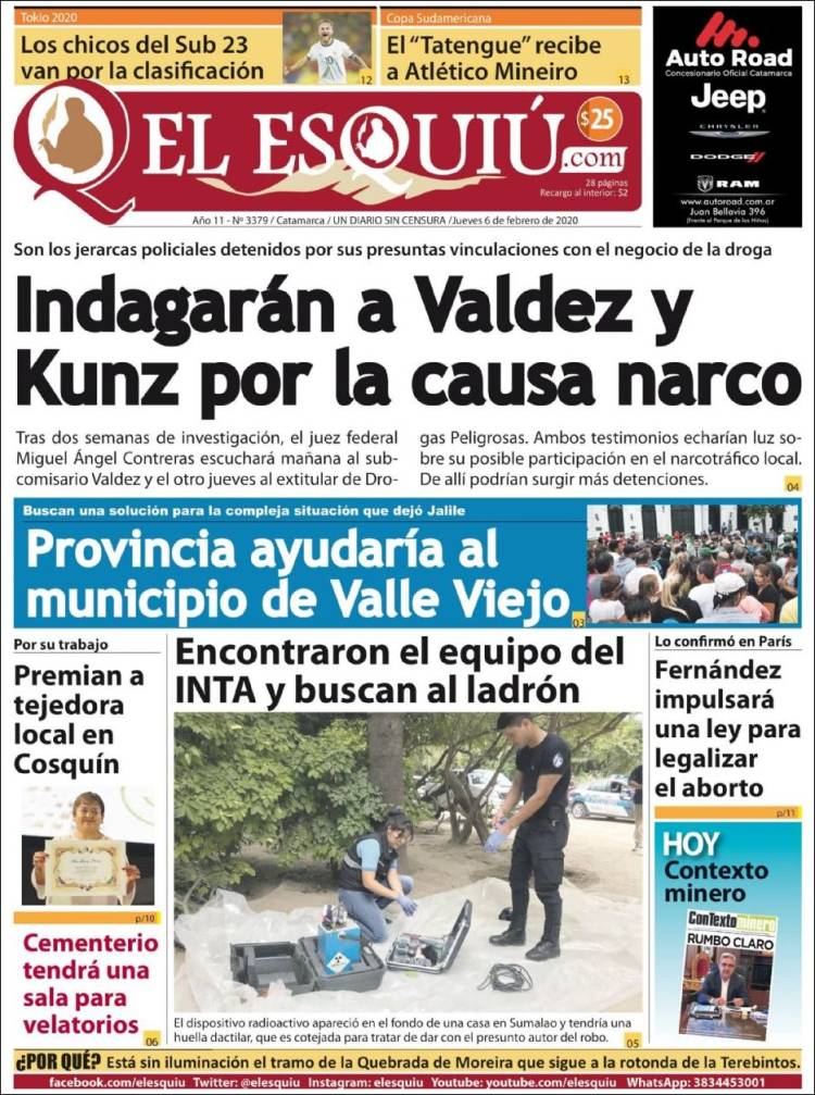 Portada de El Esquiu (Argentina)