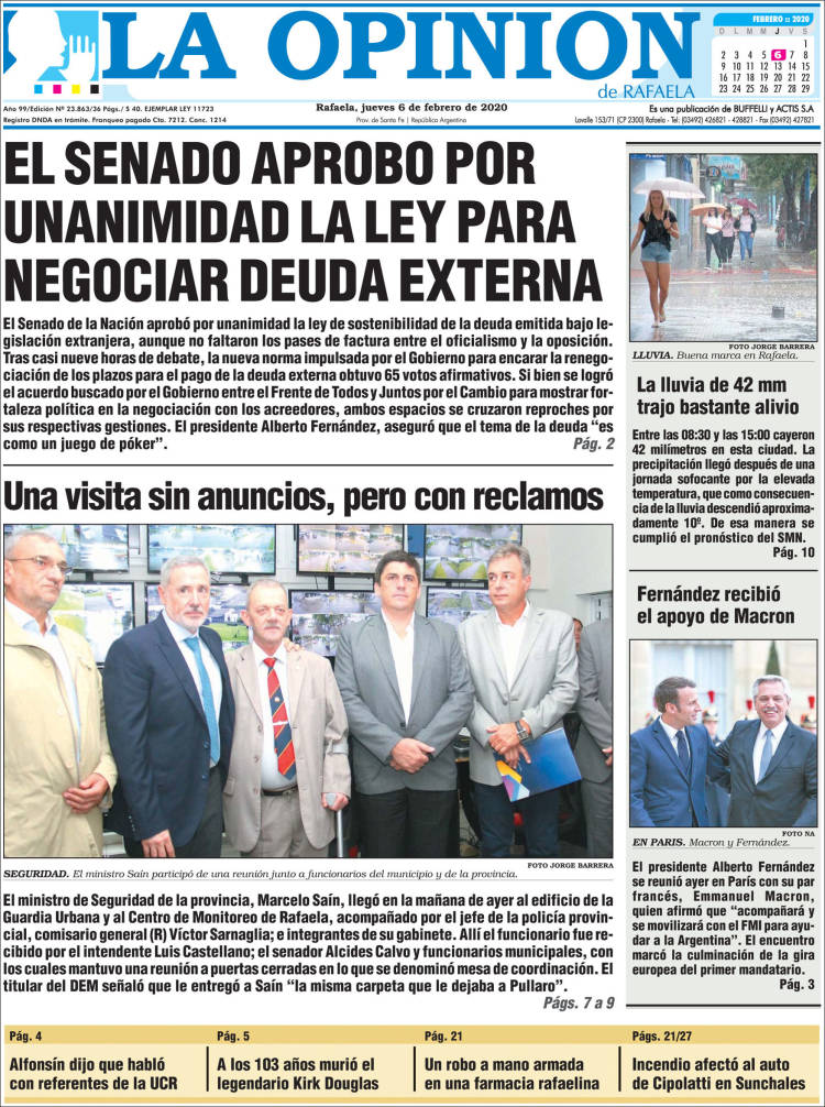 Portada de La Opinión (Argentina)