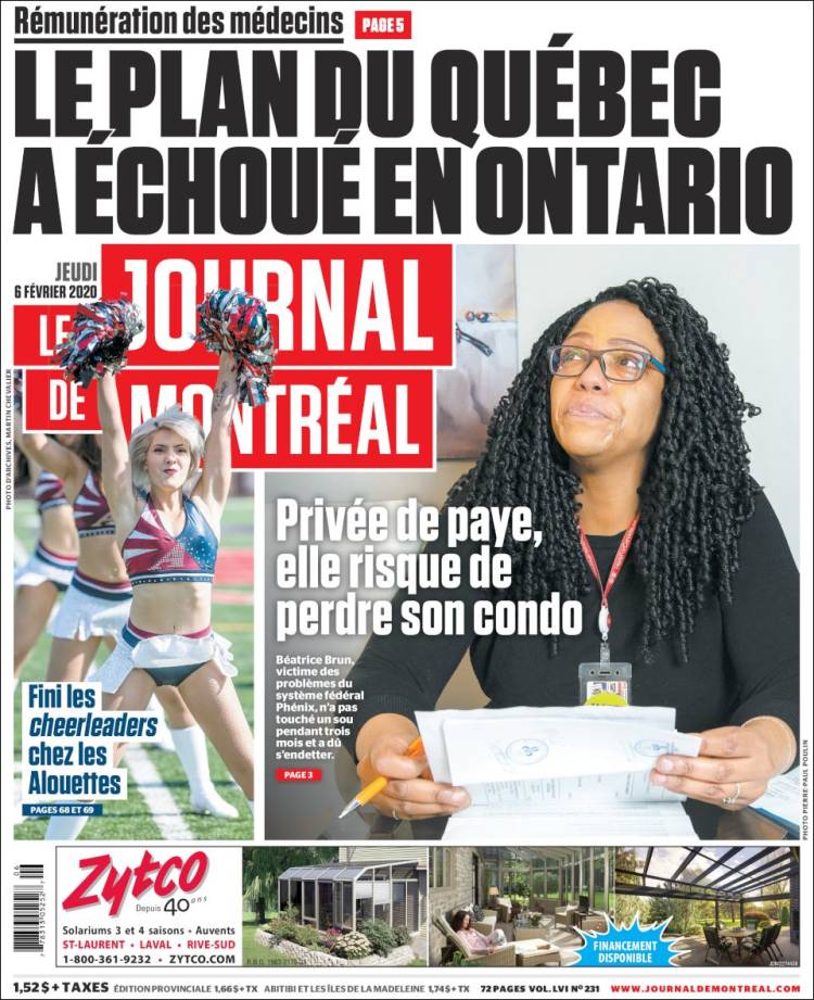 Portada de Le Journal de Montréal (Canada)