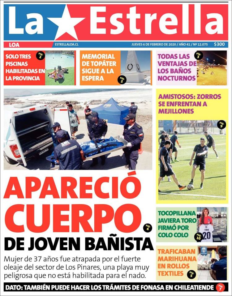 Portada de La Estrella de Loa (Chile)