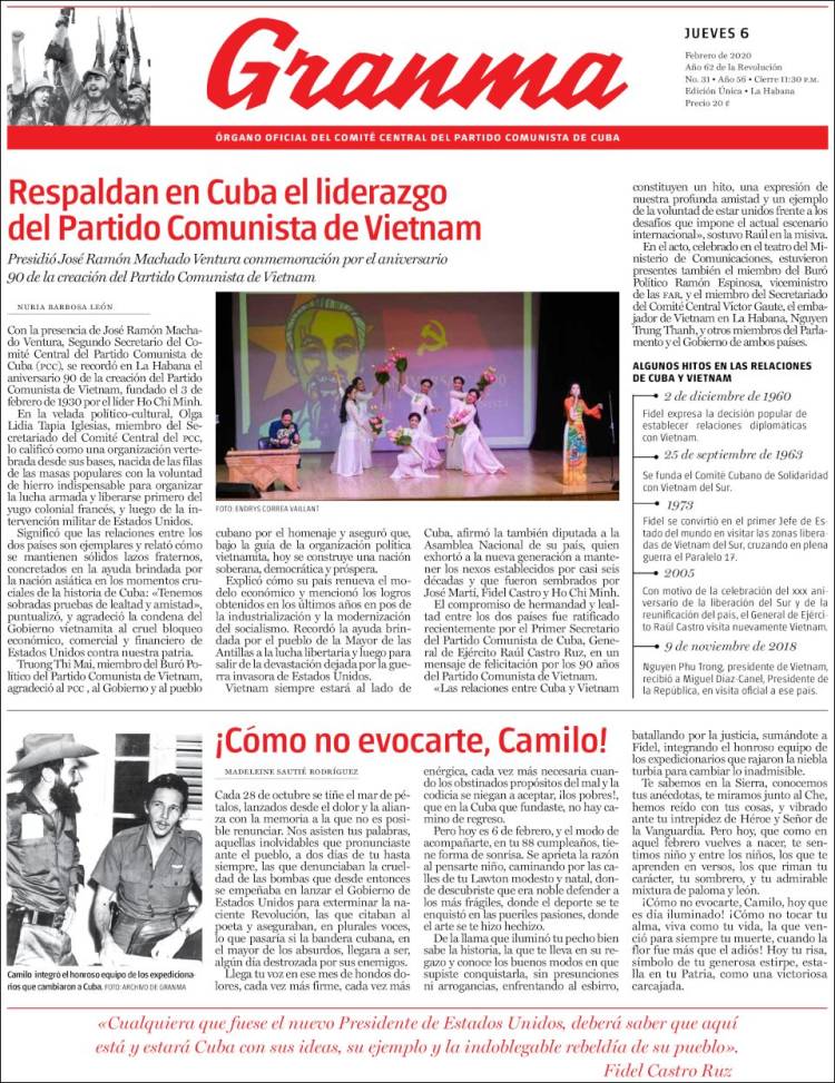 Portada de Granma (Cuba)