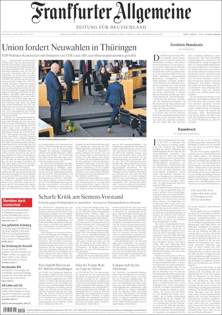 Portada de Frankfurter Allgemeine (Allemagne)