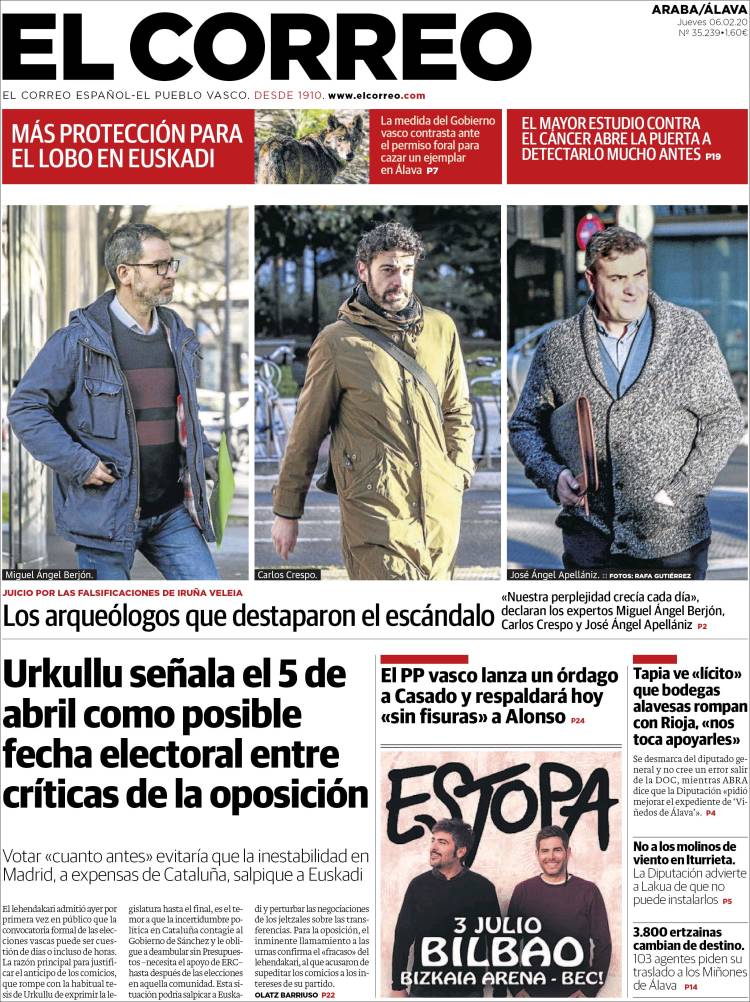 Portada de El Correo - Álava (España)