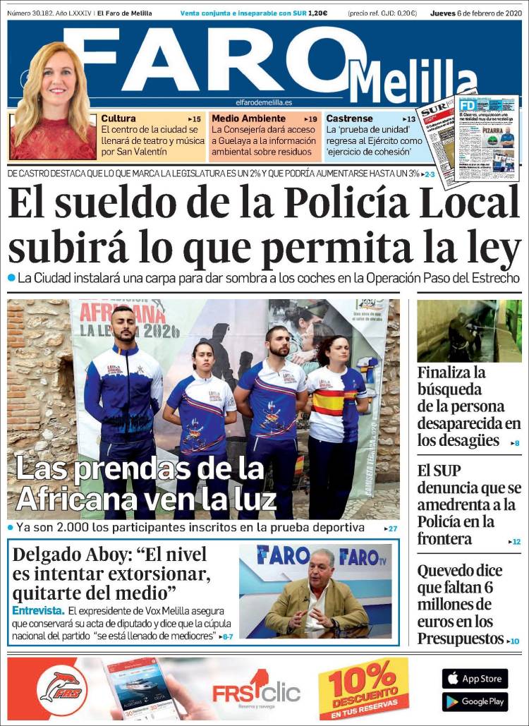 Portada de El Faro de Melilla (España)
