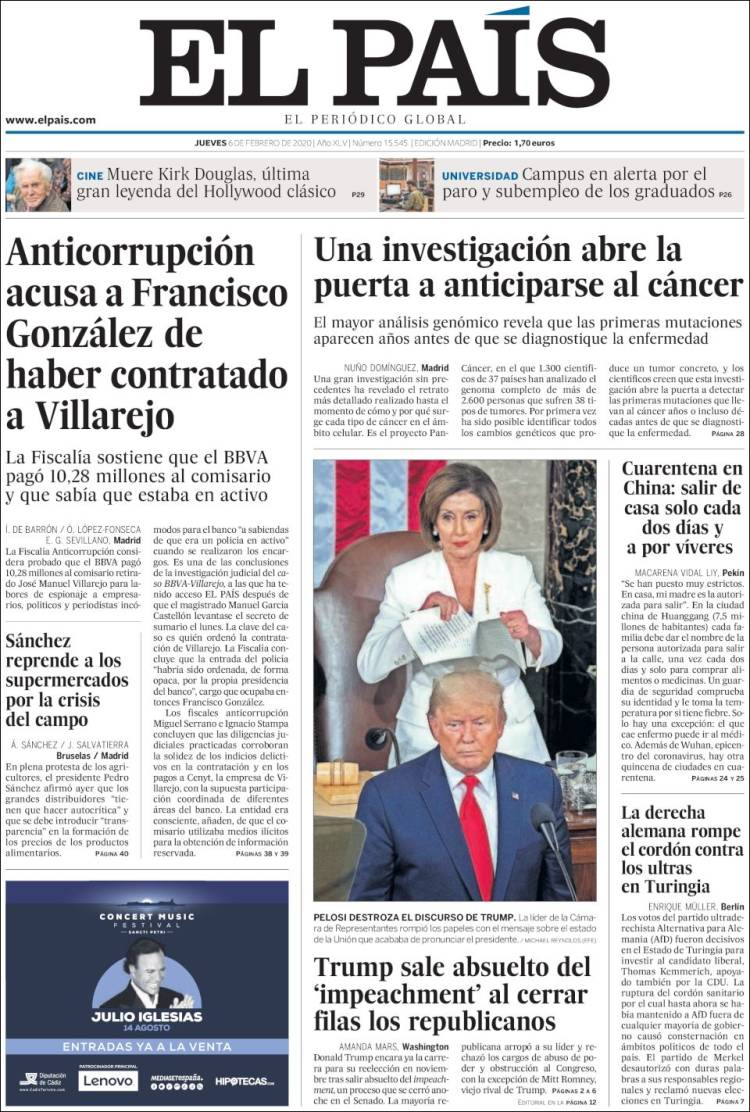 Portada de El País (España)