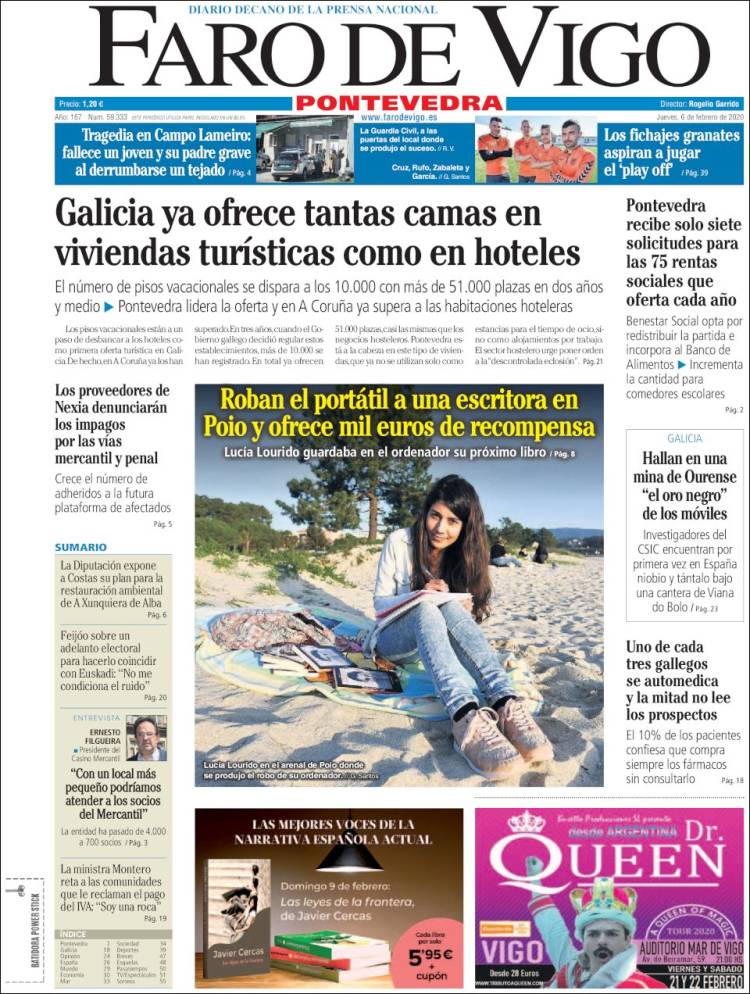 Portada de El Faro de Vigo - Pontevedra (España)