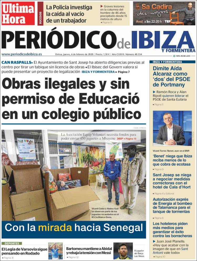 Portada de Periódico de Ibiza (España)
