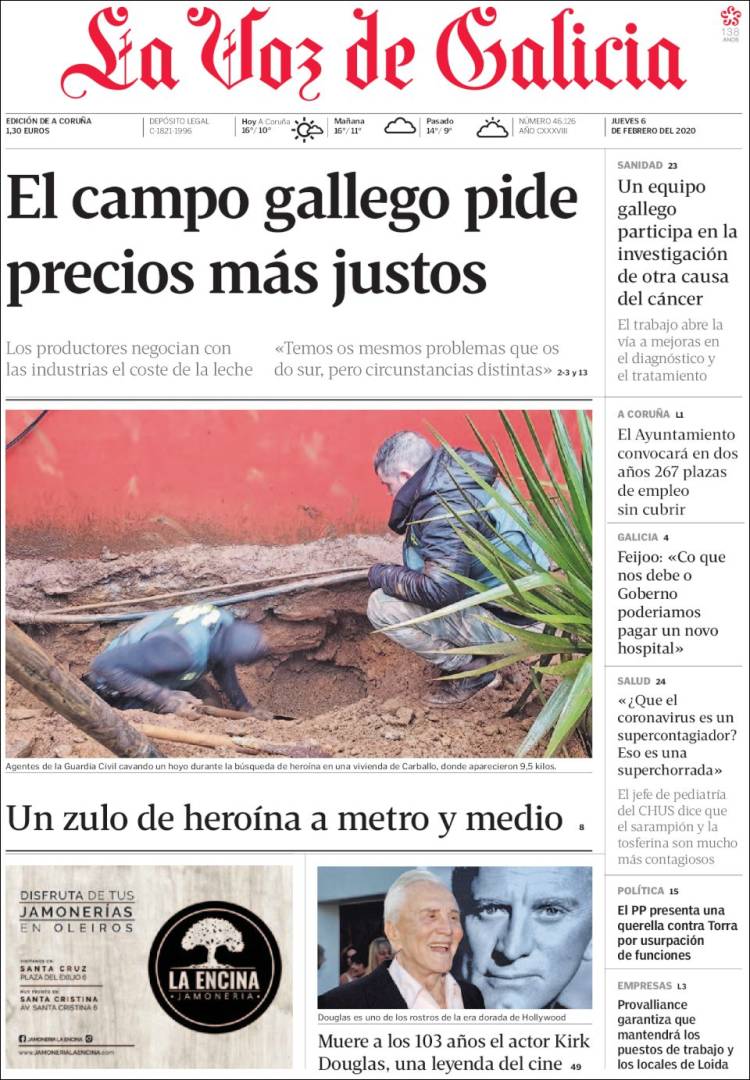 Portada de La Voz de Galicia (España)