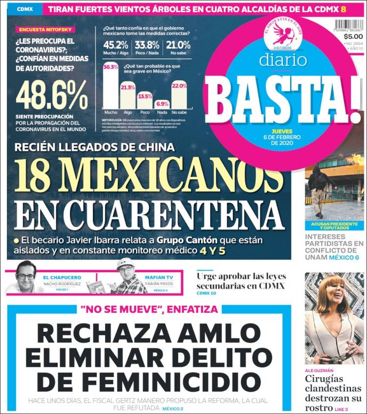 Portada de Diario Basta (México)