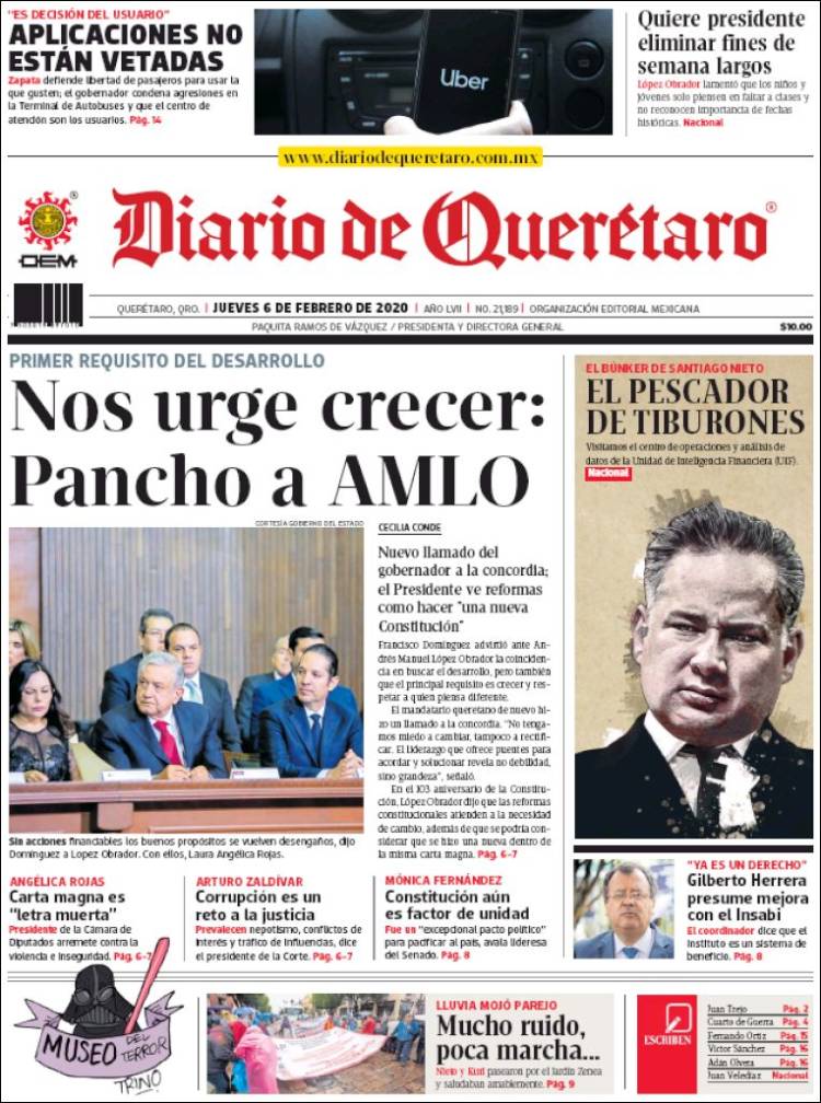 Portada de Diario de Querétaro (México)