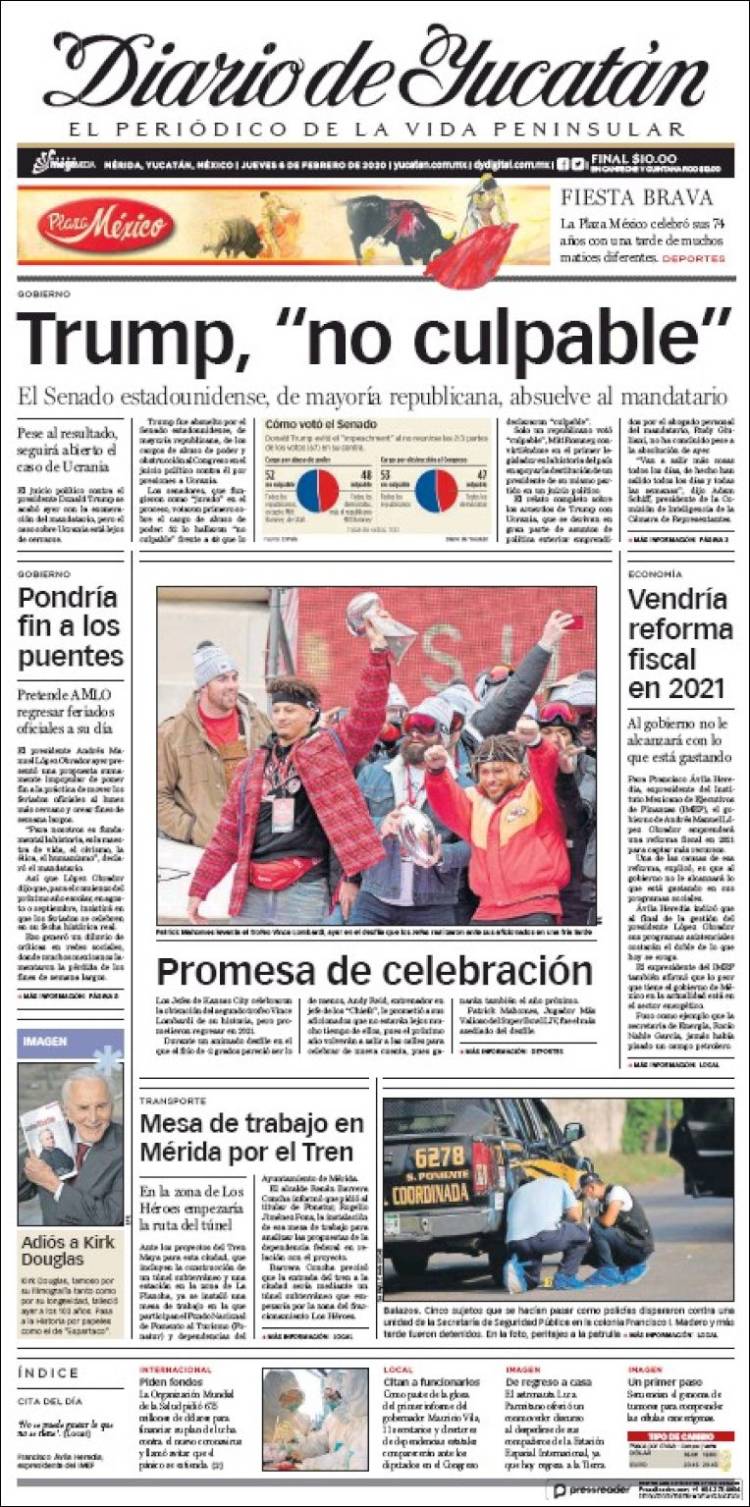 Portada de Diario de Yucatán (México)