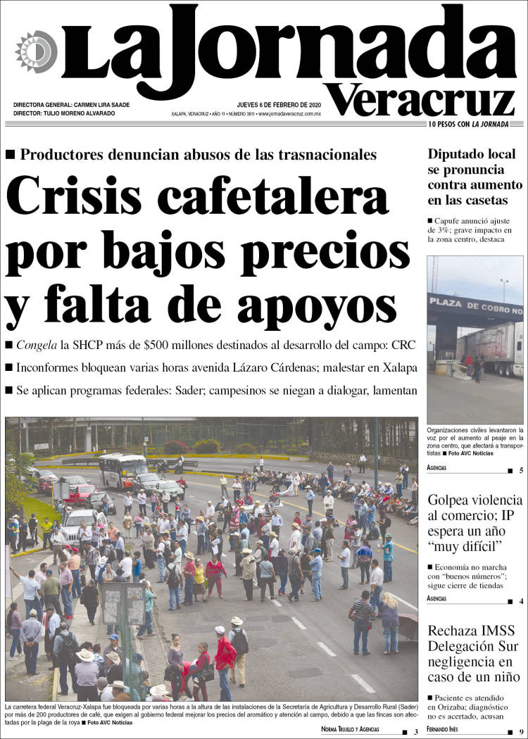 Portada de La Jornada Veracruz (México)