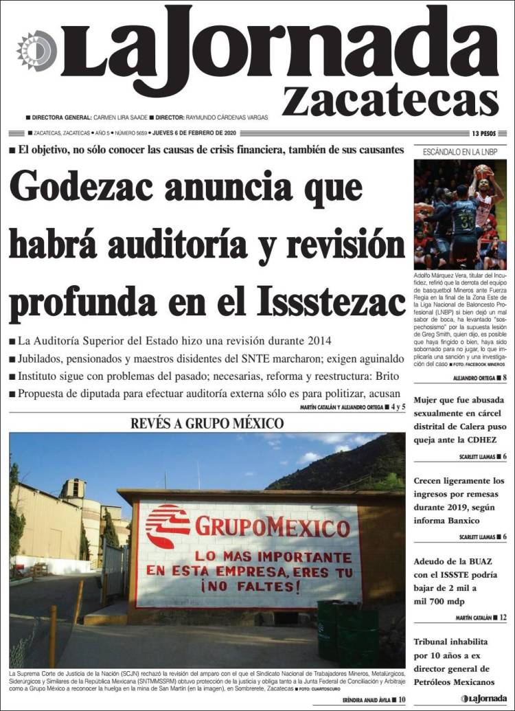 Portada de Jornada de Zacatecas (México)