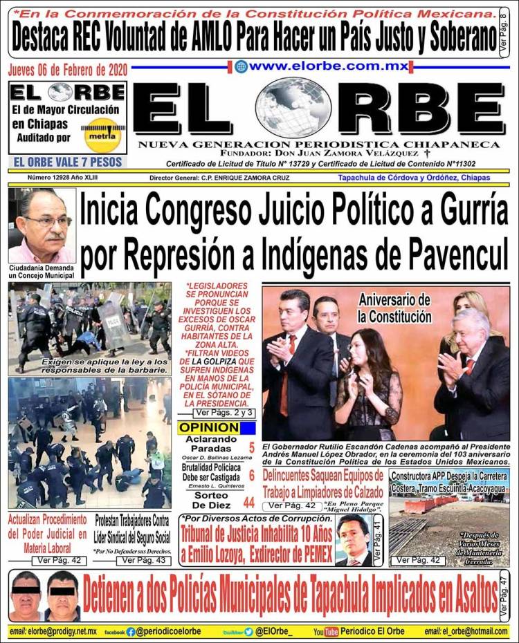 Portada de El Orbe (México)