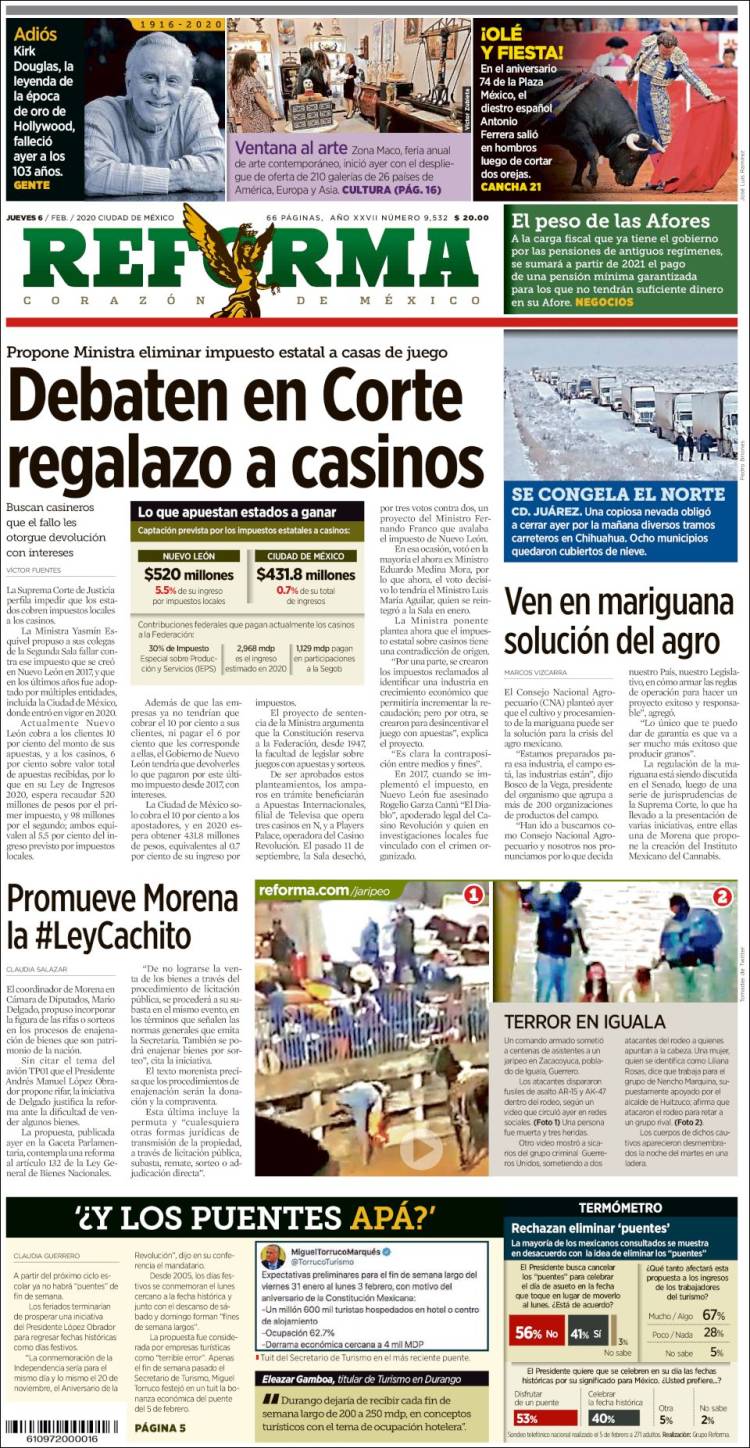 Portada de Reforma (México)