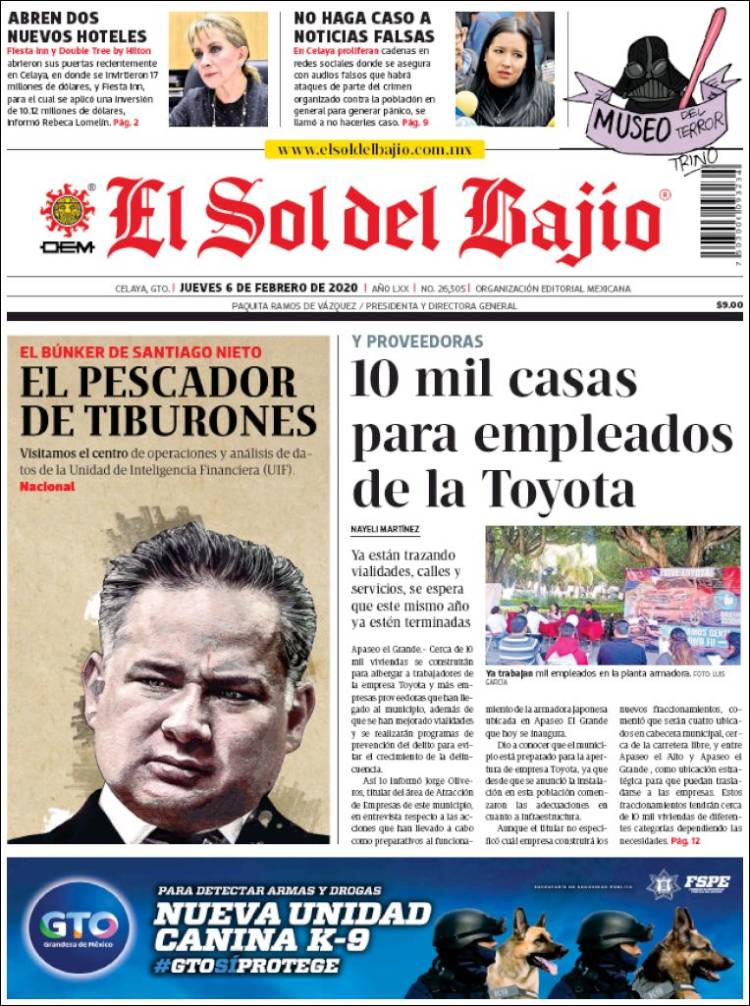 Portada de El Sol del Bajio (México)