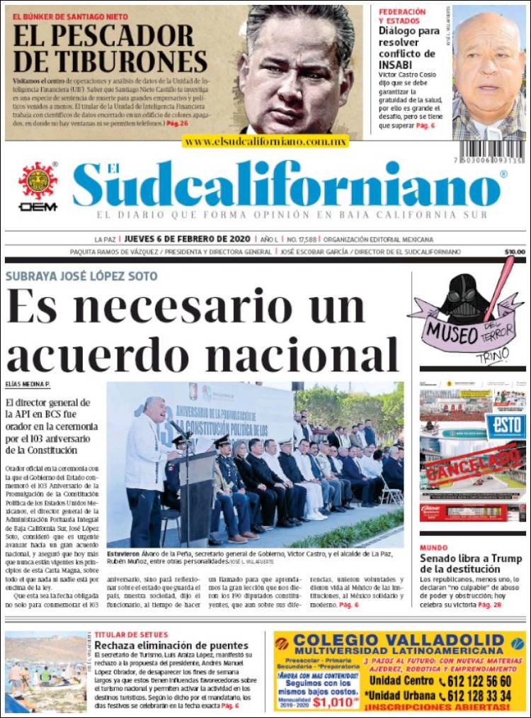 Portada de El Sudcaliforniano (México)