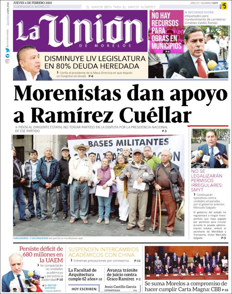 Portada de La Unión de Morelos (México)