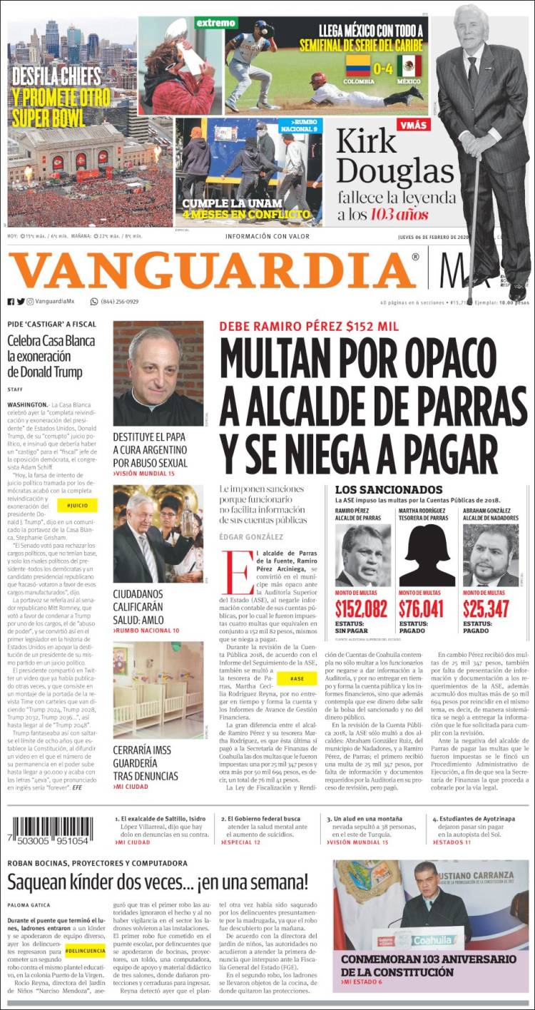 Portada de Vanguardia (México)