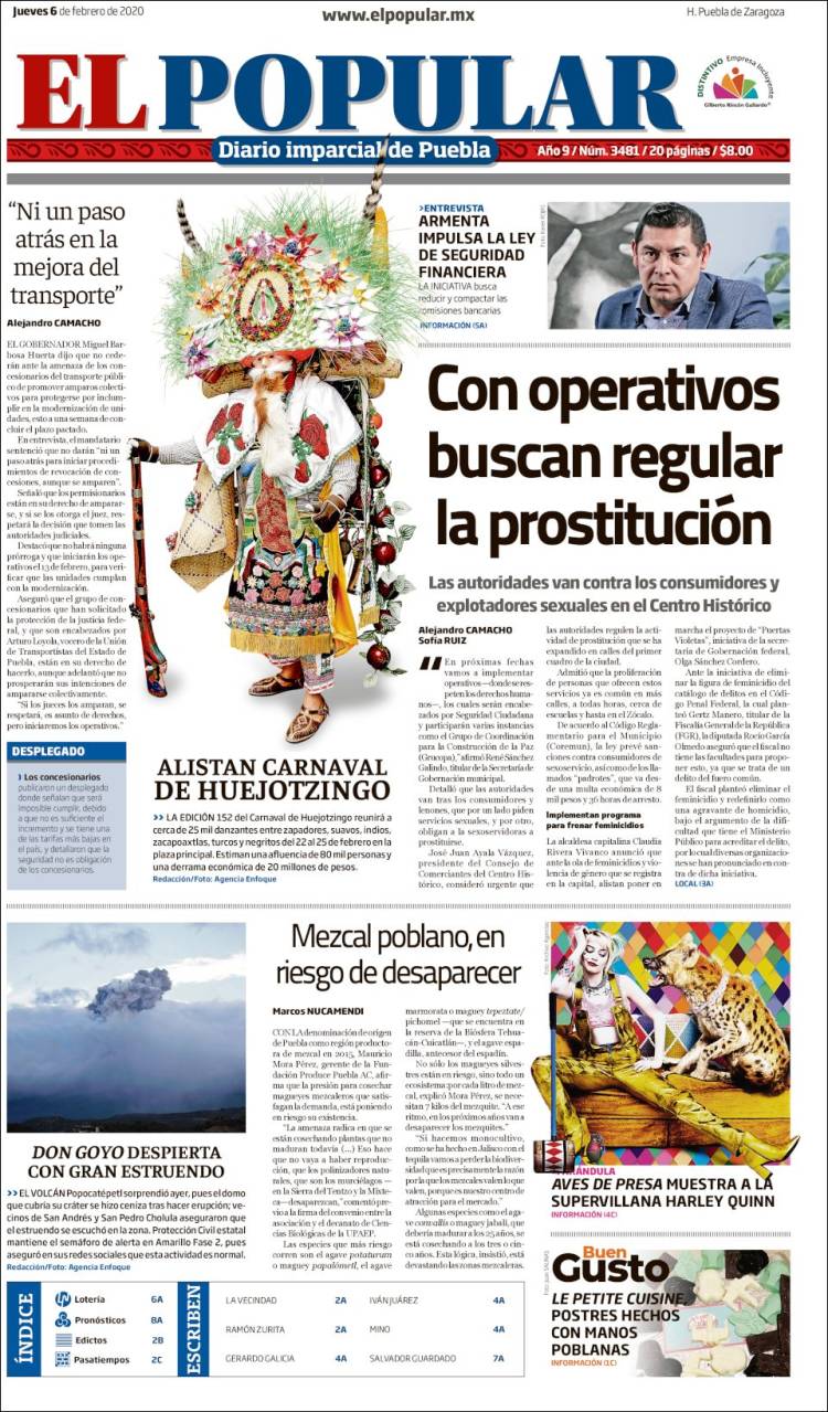 Portada de Periódico El Popular (México)