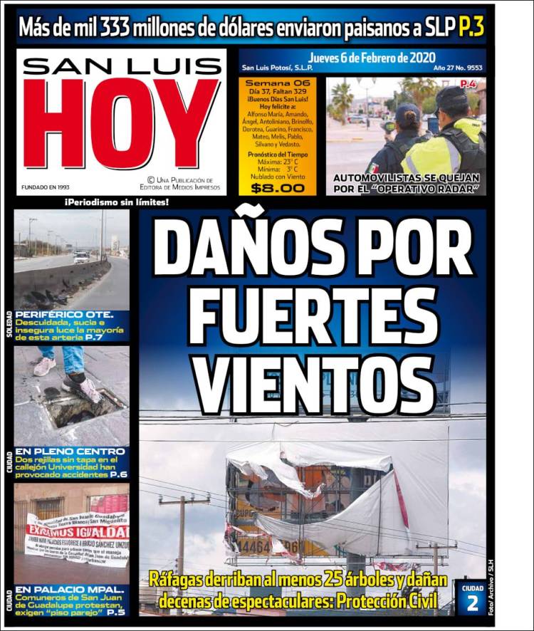 Portada de San Luis Hoy (México)