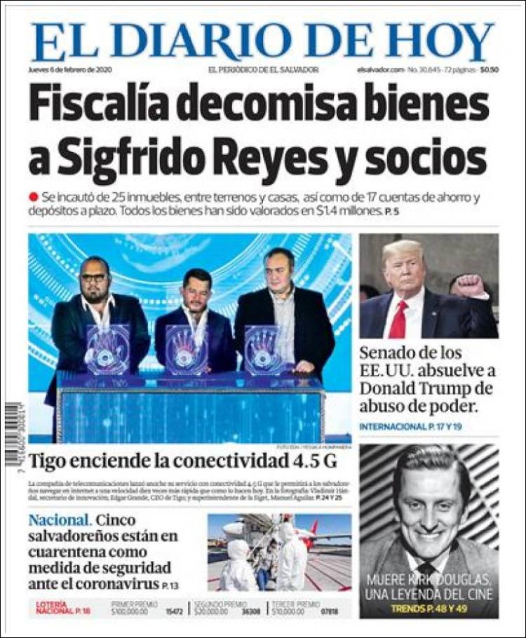 Portada de El Diario de Hoy (El Salvador)