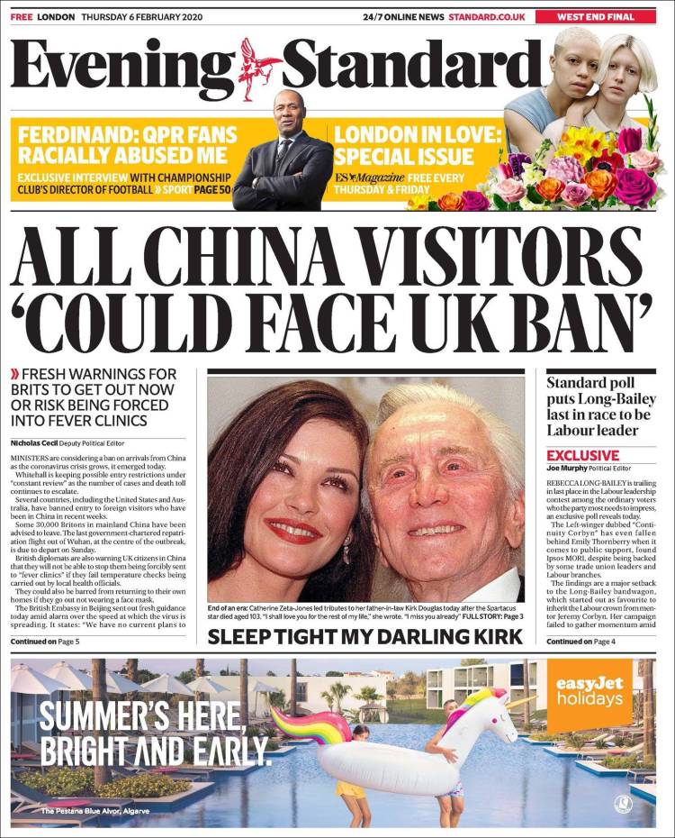 Portada de Evening Standard (Reino Unido)