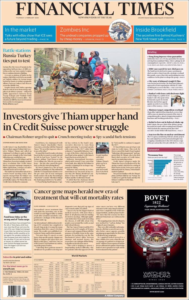 Portada de Financial Times (Reino Unido)