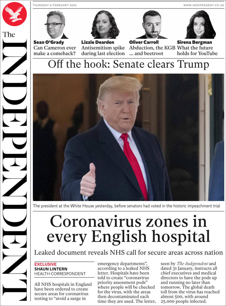 Portada de The Independent (Reino Unido)