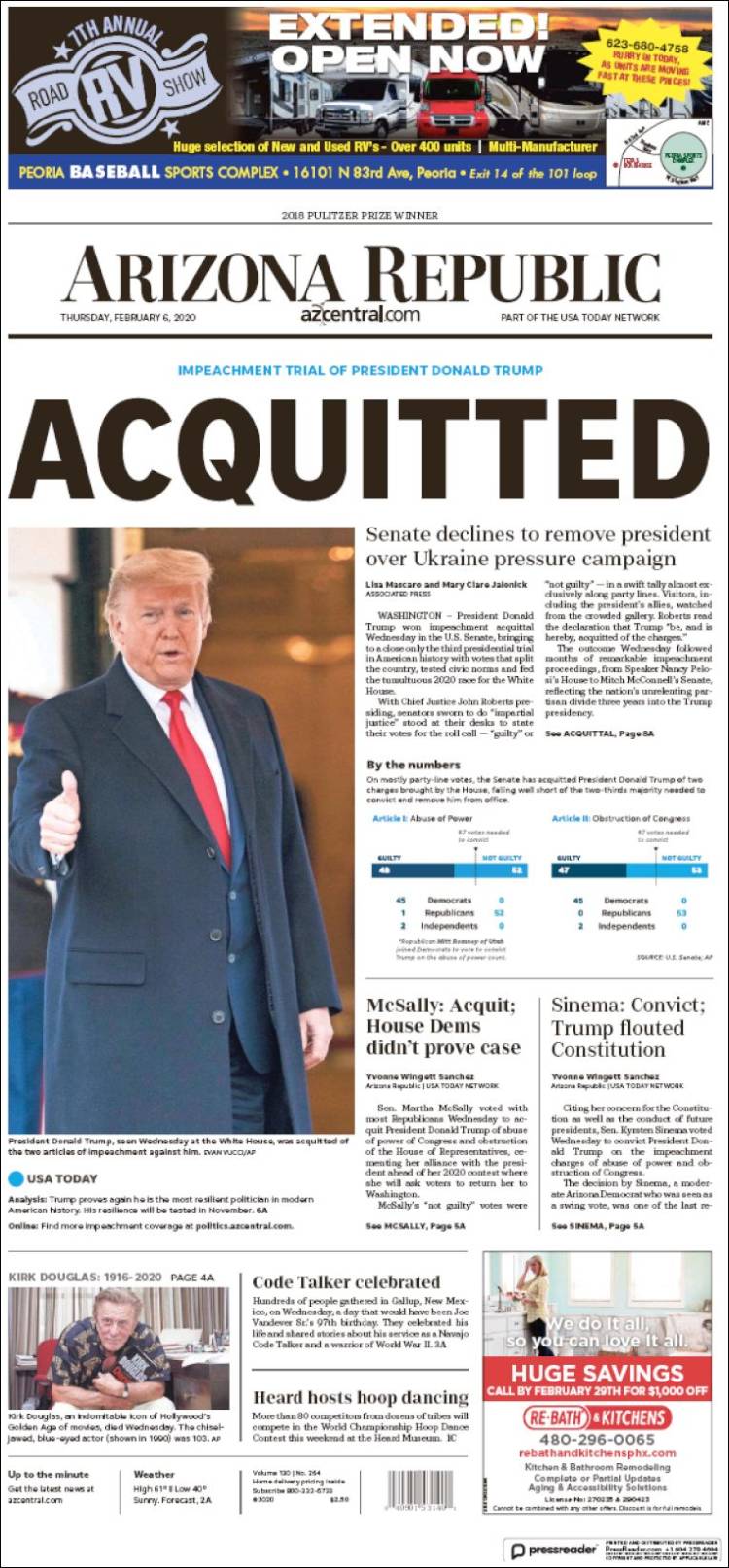 Portada de Arizona Republic News (USA)