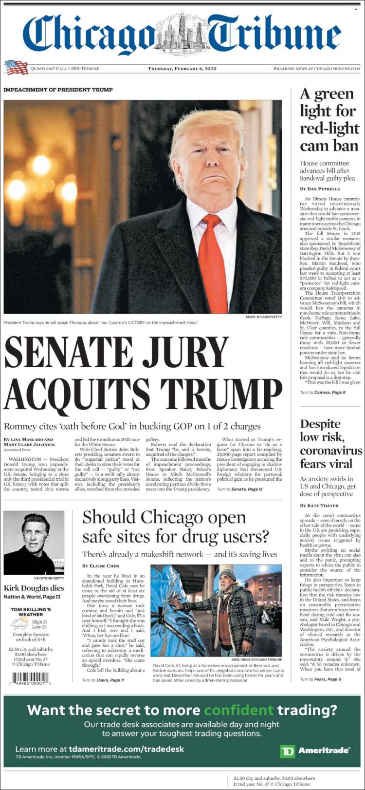 Portada de Chicago Tribune (USA)