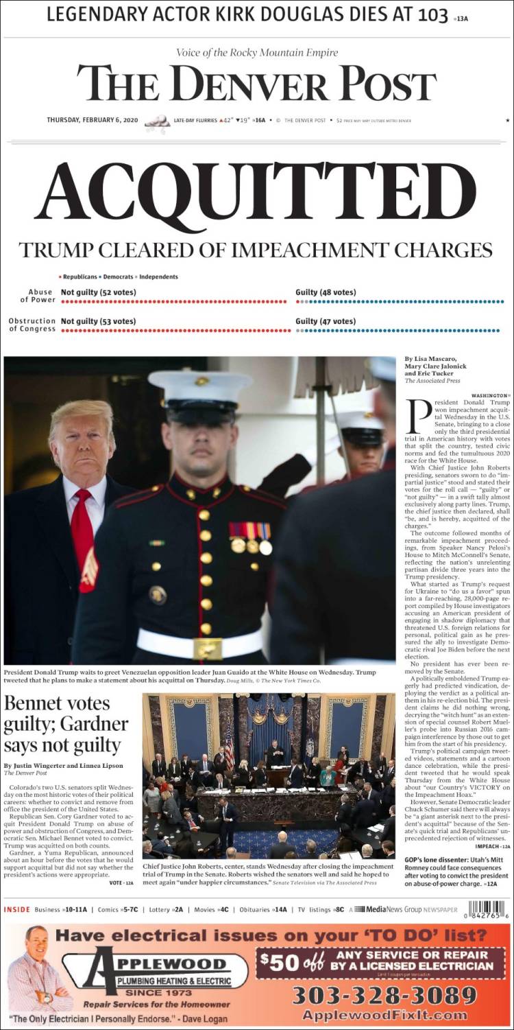 Portada de The Denver Post (USA)