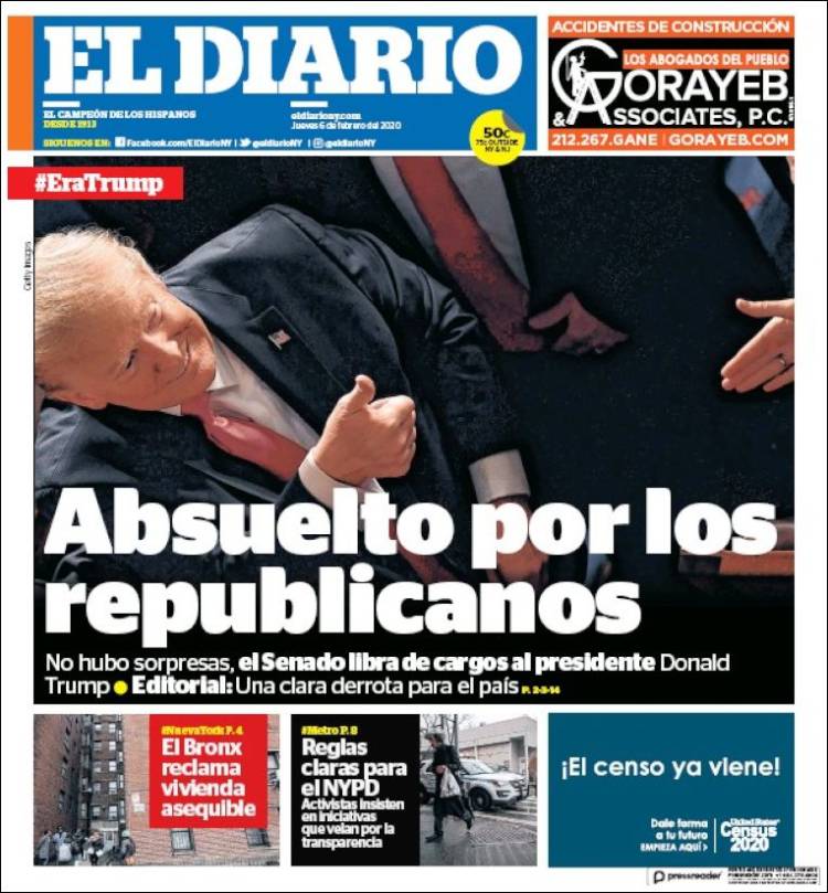 Portada de El Diario NY (USA)