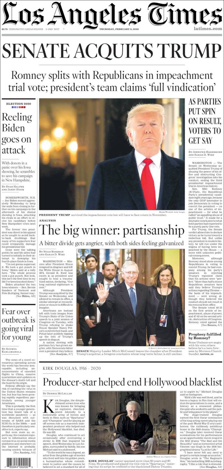 Portada de Los Angeles Times (USA)