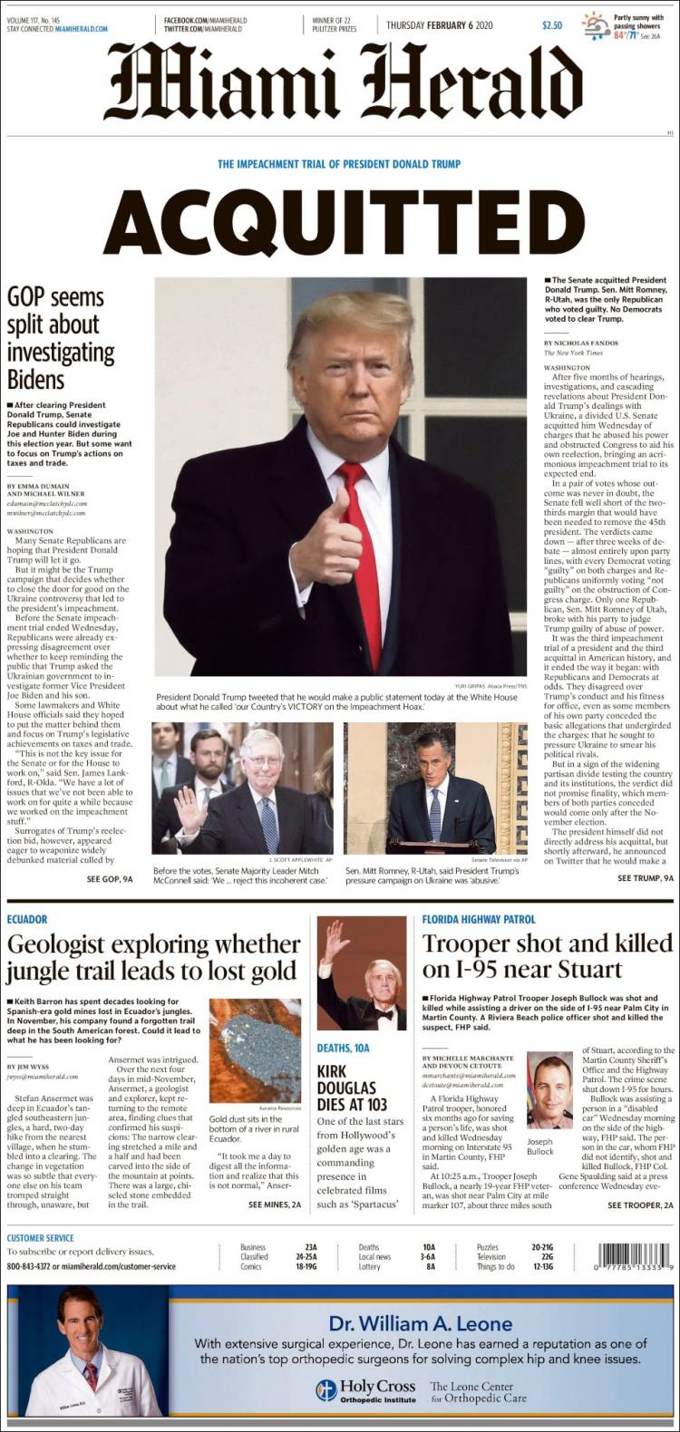 Portada de Miami Herald (USA)