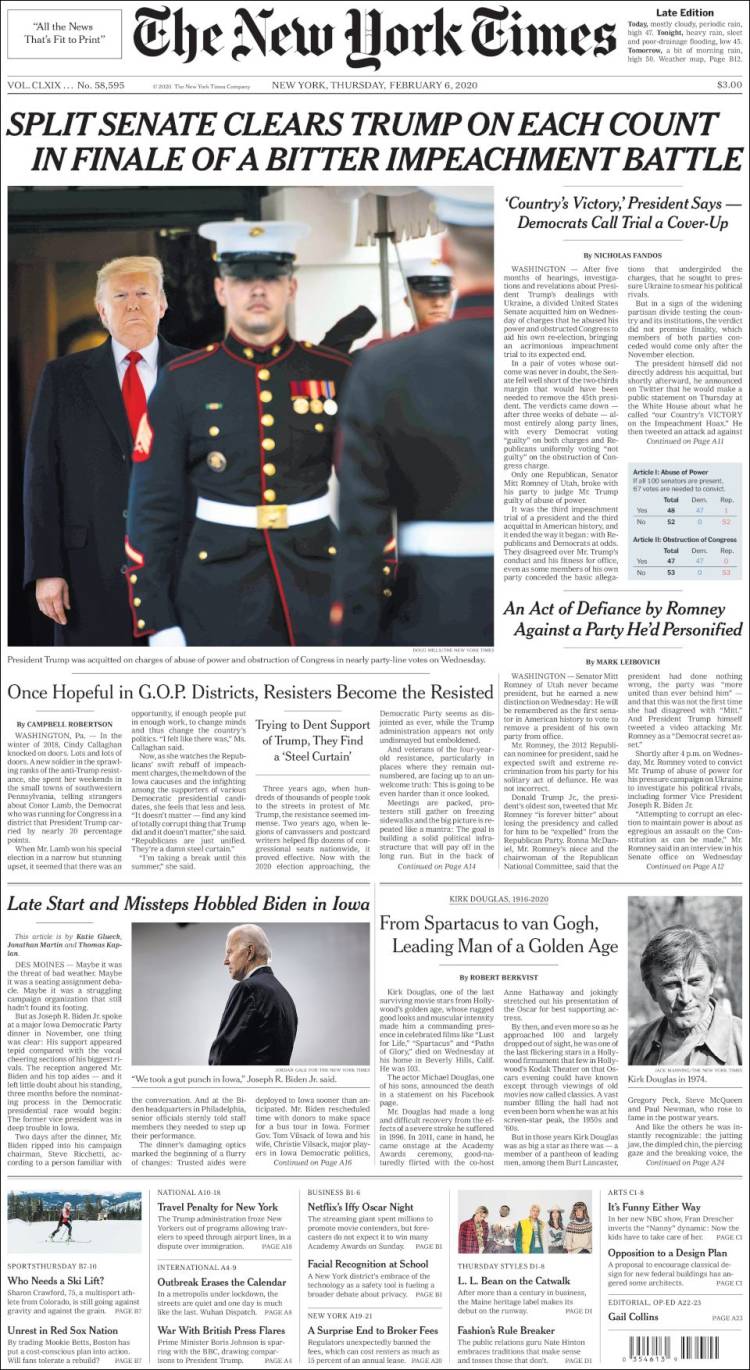 Portada de New York Times (USA)