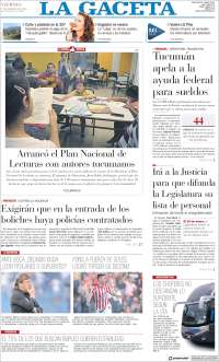 Portada de La Gaceta (Argentina)