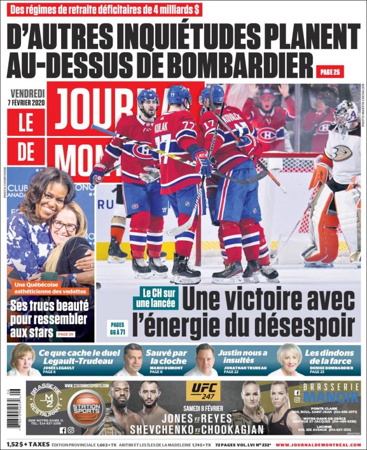 Portada de Le Journal de Montréal (Canadá)