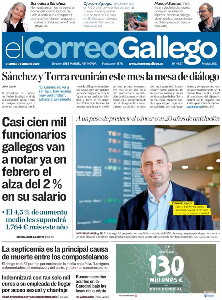 Portada de El Correo Gallego (Espagne)