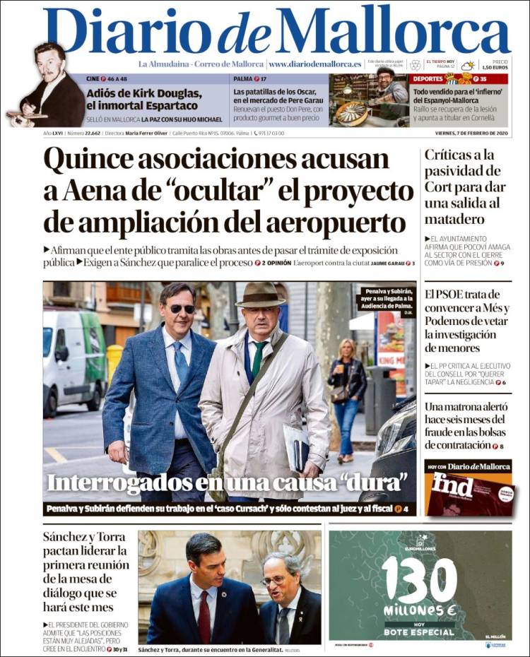 Portada de Diario de Mallorca (Espagne)